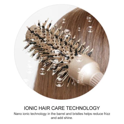 Round Barrel Anti-Static Hair Brush with Boar Bristles, For Straightening & Drying (1 1/4 inch)