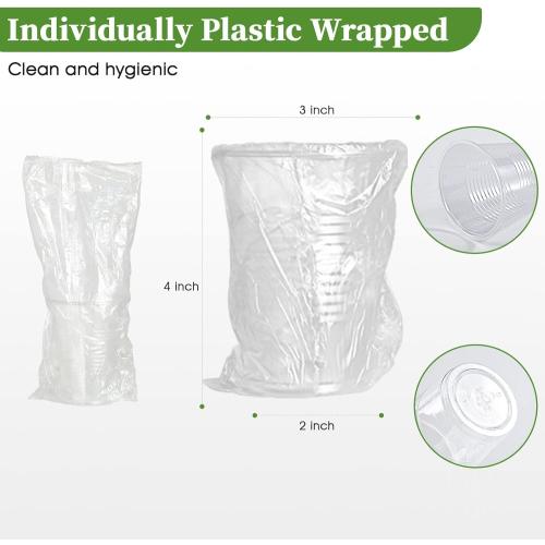 Vplus 120 Pack 24 OZ Clear Plastic Cups, Individually Wrapped PP Plastic Cups Disposable 24 OZ Drinking Glasses for Hotel Party Thanksgiving Christmas