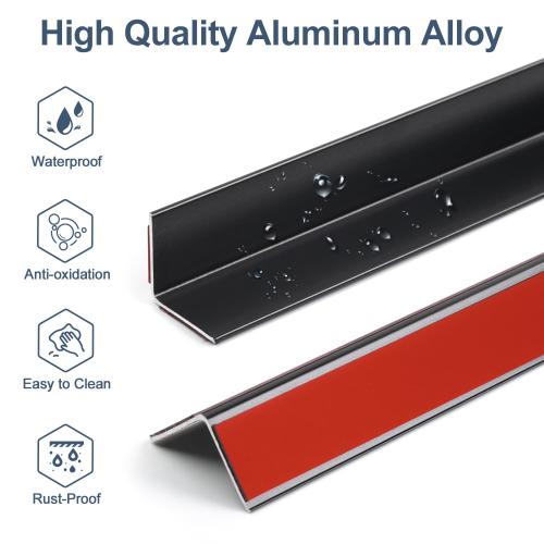 4Pack 48″ Decorative Metal Inside Corner Trim, Aluminum Peel and Stick Molding Trim for Walls, Baseboard, Ceiling, Backsplash Panel, Kitchen, Toilets, Bathroom, Tiles (48in×0.8in×0.8in,Black)
