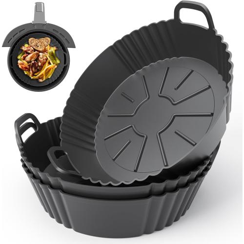 Round Silicone Air Fryer Liners 3 Pack 4-5.3QT for Ninja AF101/161