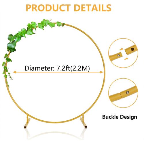 Gold 7.2ft Round Backdrop Stand, Stable Balloon Arch Stand, Metal Wedding Arch Backdrop Stand Circle Backdrop Stand Frame for Wedding, Birthday Party, Baby Shower Decoration (Gold)