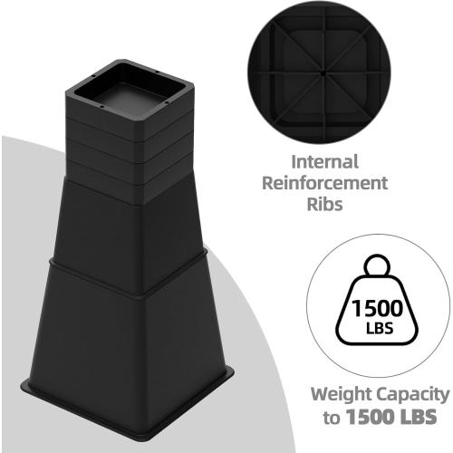 ‼️has mild stains and scratches ‼️12 inch Bed Risers Heavy Duty, Adjustable Furniture Risers for Bed, Sofa, Table, Chair, Support up to 1500 Lbs (Set of 4, Black)