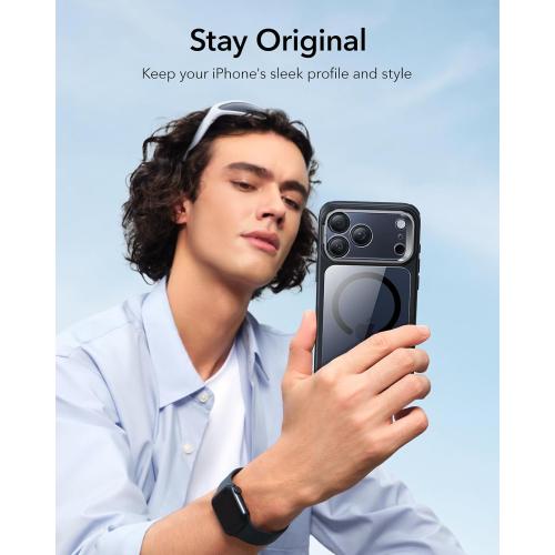 ESR for iPhone 17 Pro Max Case with Stash Stand, Camera Control Cover Compatible with MagSafe, Military-Grade Drop Protection Magnetic Phone Case, Scratch-Resistant Back Cover,Clear Black