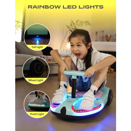 aigo Electric Wiggle Car - 21.6V Electric Car for Kids with Pedal and Pull Handle, 3 Speed Wiggle Car Ride On Toy, Swing Car with Rechargeable Battery, 100  Lights, Anti-Rollover for Ages 3  (Blue)