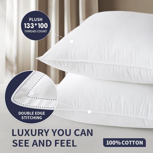 MIULEE 24x24 Throw Pillow Inserts,Set of 2 Decorative Pillow Inserts with Soft Cotton Cover,Fluffy and Cozy Indoor Square Sofa Couch Pillow Inserts White