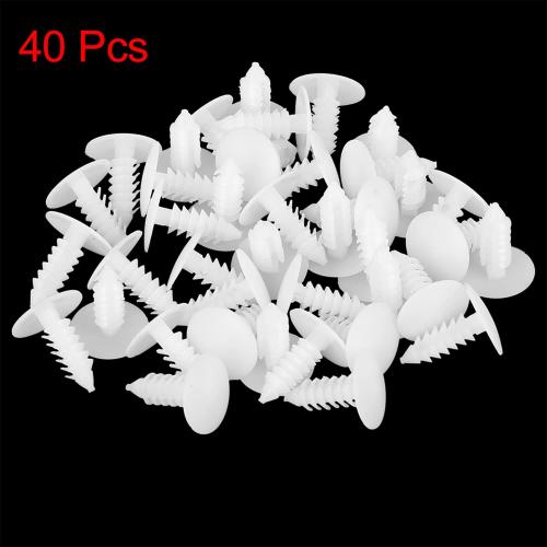 X AUTOHAUX 40 Pcs 4.5mm Hole Dia Plastic Bolt Rivets Fasteners Rivets Trim Panel Retainer Clips White for Car