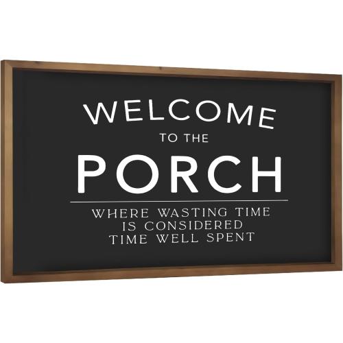 23.6x15.7 Welcome to Our Porch Sign | Wooden Large Front Back Porch Wall Decor, Outdoor Patio Hanging Art, Black and White Farmhouse Decoration for Home