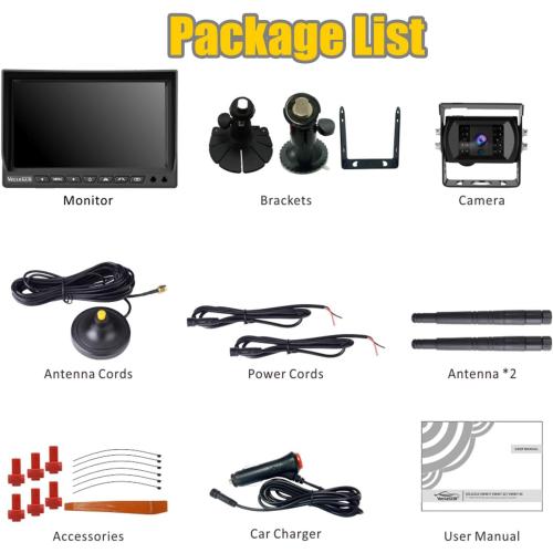 Wireless Backup Camera for Trucks VMW7 high Definition 1080P 7” IPS Monitor System,High-Speed Stable Transmission & Waterproof