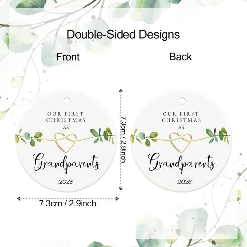 First Christmas as Grandparents 2026, New Grandparent Ornament 2026, First Time Grandparents Gifts, 2.9 Ceramic New Grand Parents Christmas Ornament 2026