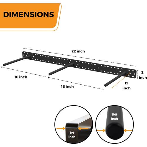 HÜNGSMART Floating Shelf Brackets - - 2 x 38 inch Heavy Duty Steel Hidden Shelves (to 400lbs) - - Multi Slot Baseplate for Easy Fast Fitting - - Incl Hardware & Drilling Jig - - (12 inch Rods)