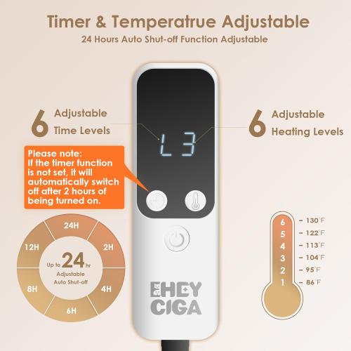 EHEYCIGA Heated Cat Bed Indoor, Adjustable Temperature Dog Cat Heating Pad with Timer, Chew Resistant Cord, Waterproof for Winter, Grey