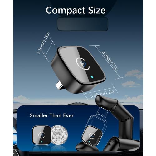 Wireless CarPlay Adapter for iPhone,Mini USB Design,2026 Upgrade with Built-in Wired for Apple CarPlay Plug and Play Fast Stable Connection Car Play for iPhone & Android