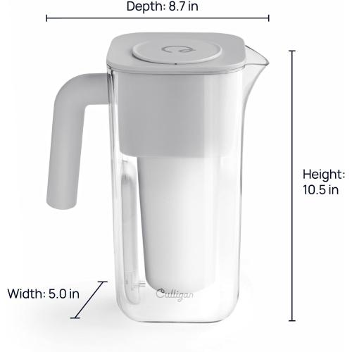 Culligan with ZeroWater Technology 8-Cup Water Filter Pitcher – Includes 5-Stage Advanced Water Filter, IAPMO Certified to Reduce Lead, Total PFAS (Forever Chemicals), Mercury, Fluoride, and Chlorine