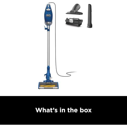 Shark HV343AMZ Rocket Corded Stick Vacuum with Self-Cleaning Brushroll, Lightweight & Maneuverable, Perfect for Pet Hair Pickup, Converts to a Hand Vacuum, Crevice Upholstery Tools, Blue/Silver