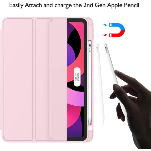ZryXal iPad Air 11 Inch Case M3 2025 / M2 2024, iPad Air Case 5th Generation/4th Generation 2022/2020 10.9 Inch [Support Touch ID and Auto Wake/Sleep](New Pink)