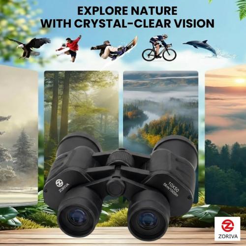 ZORIVA 10x50 Professional High-Power Binoculars for Adults   HD Vision with 50mm Objective Lens, K9 Prism, Durable Design for Bird Watching, Hunting, Stargazing, Sports & Outdoor Adventures