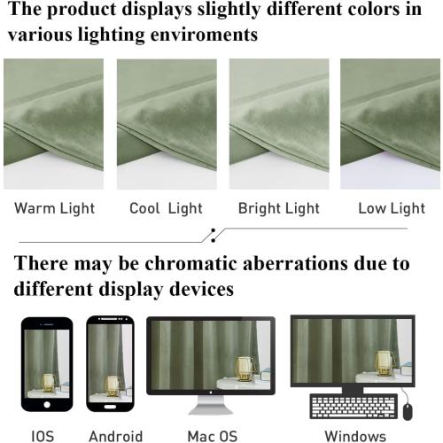 StangH Sage Green Velvet Curtains for Living Room Super Soft Thermal Insulated Privacy Protection Room Darkening Drapes for Bedroom/Nursery, W62 x L96, 2 Panels