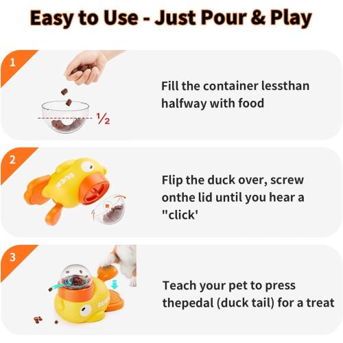 Duck Dog Interactive Treat Dispenser Toy Slow Feeder Food Puzzle
