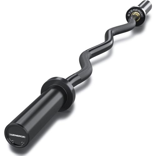 47 Olympic EZ Curl Bar 500-lbs Capacity Steel Barbell Suitable for 2 Weight Plates, 2-Inch Curl Bar for Weight Lifting,Hip Thrusts,Squat,Biceps-Home Gym Weight Bar