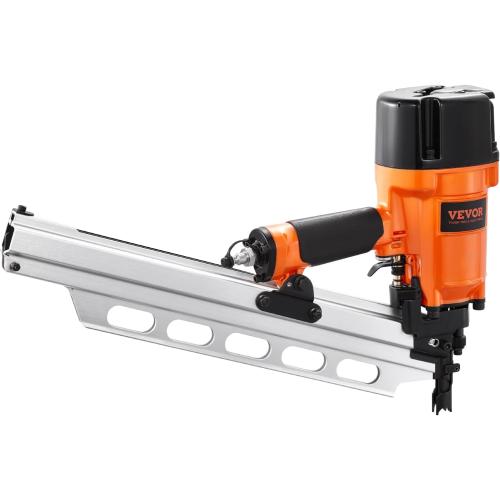 VEVOR Framing Nailer, 80-120PSI Air Nail Gun, 2 to 3-1/2 21 Degree Full Round Head Pneumatic Framing Nailer with Tool-Less Depth Adjustment & Dual Trigger Modes, Ideal for Framing Decking Flooring