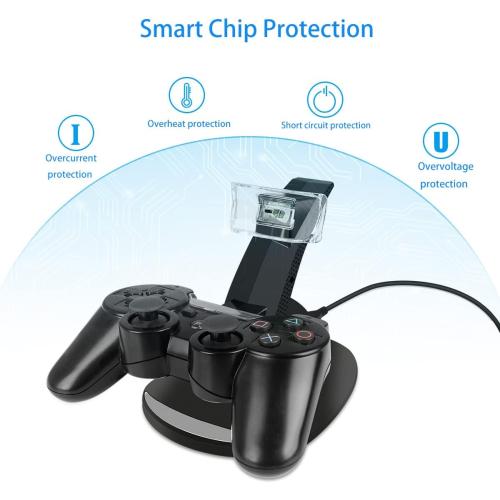 VSEER PS3 Controller Charger, Dual Console Charger Charging Docking Station Stand for PS3 with LED Indicators, Black