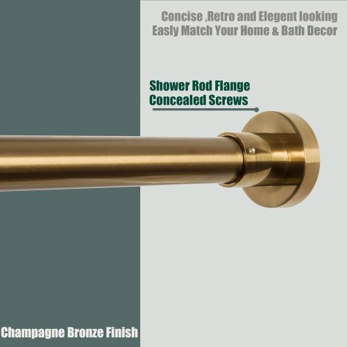 Artiwell Heavy Duty Shower Rod, Adjustable Shower Curtain Rod, Expandable 47-84 Inch, Permanent Mount Shower Rod, Never Rust Stainless Steel for Window Curtain and Closet, Champagne Bronze