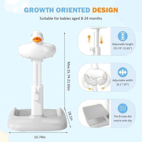 Adjustable Height Baby Shower Stand with Anti-Slip Base, Bath Shower Standing Support, Portable Bath Helper