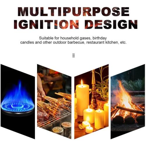 Butane Lighter, 4pcs Refillable Long Flame Lighter for BBQ Candle(No Butane Inside)