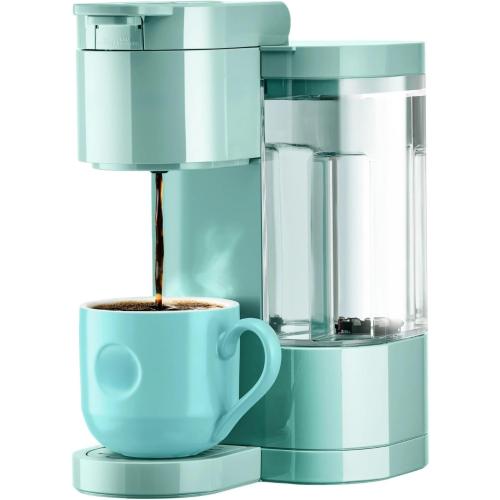 Single Serve Coffee Maker Compatible with K-Cup Pods, Compact Personal Coffee Brewer with 30oz Removable Reservoir, 3 Brew Sizes (6, 8, 10 oz), Travel Mug Friendly - Seafoam Green