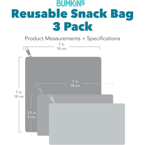 Bumkins Reusable Sandwich and Snack Bags, for Kids School Lunch and for Adults Portion, Washable Fabric, Waterproof Cloth Zip Bag, Travel Pouch, Food-Safe Storage, 3-pk DC Comics Superman