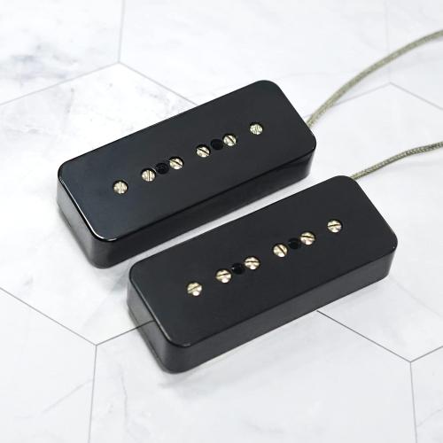 SAPHUE 2pcs Vintage Alnico 5 Soapbar P-90 Guitar Pickup Neck or Bridge Pickup Guitar Accessories(LP P90 Guitar)