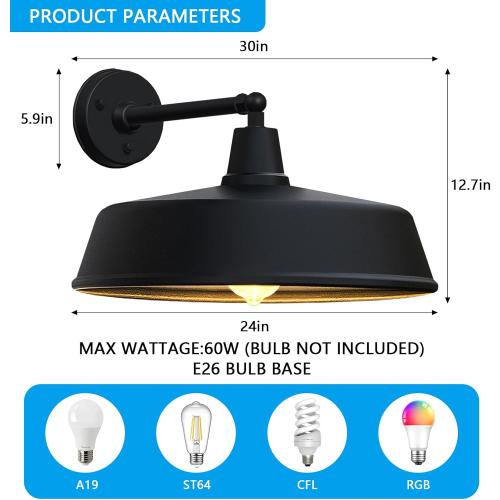JOESA Extra Large 24” Outdoor gooseneck barn Light, Rustic Farmhouse Style Wall Mounted barn Lighting, Perfect for Outdoor Home, Porch and Garage Lighting