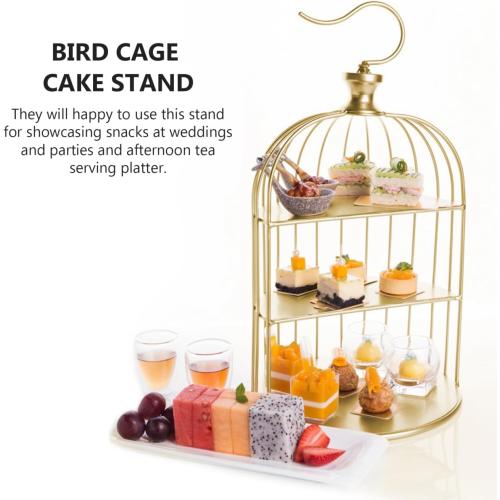 3 Tier Metal Bird Cage Cupcake Cake Stand, Dessert Display for Wedding, Party, Birthday, Baby Shower Celebrations, Home Decoration