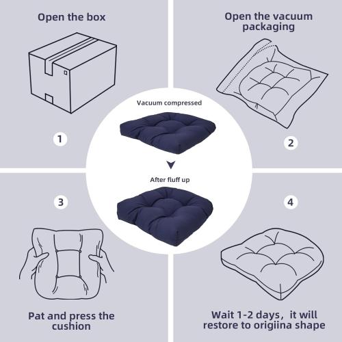 2 Pack Waterproof Outdoor Chair Cushions, Thick Tufted U-Shaped Seat Cushions with Adjustable Ties for Garden Chairs, Patio Furniture, 19x19x4.5 Inches