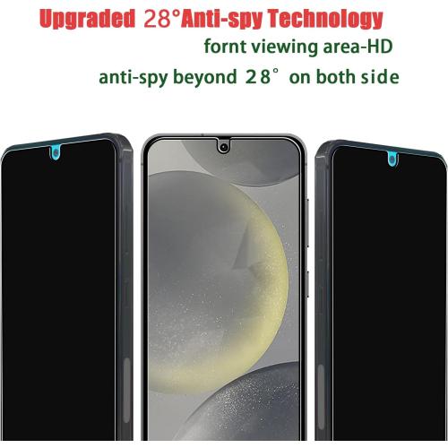 2 Pcs for Samsung Galaxy S24 Plus Privacy Screen Protector Tempered Glass with 2 Pcs Camera Lens Protector with Alignment Tool for Samsung S24 Plus 5G