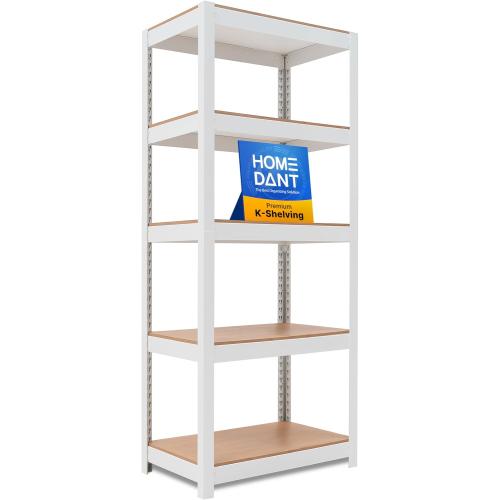 HOMEDANT House 5 Tier 24.1 W Laminated Metal Shelving Unit Adjustable Storage Utility Rack Heavy Duty Shelves Organization Multipurpose Shelf Kitchen Garage Pantry Closet 1 Pack