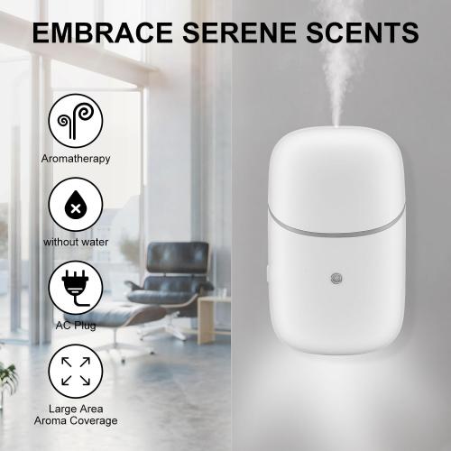 Plug in Waterless Diffuser, 500 Sq. Ft Coverage, Plug in Essential Oil Diffuser & Small Wall Diffuser with Low/High and Off Switch and Auto Night Light-A827