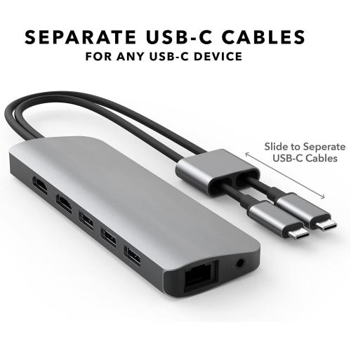 HyperDrive 10-in-2 USB C Dock, Dual Monitor HDMI 4K@60Hz, 60W USBC Power Delivery, Gigabit Ethernet, USB-C Hub Adapter for MacBook Pro with M1 Pro/Max 2021, MacBook Pro 2016-2019, MacBook Air (Gray)