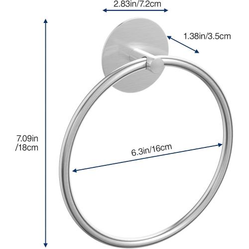 Nickel Brushed Bathroom Towel Ring - SUS304 Stainless Steel Bathroom Towel Rack, Susswiff Adhesive Wall Mounted Hand Towels Holder, Towel Hanger for Bathroom Organizer, Kitchen Storage