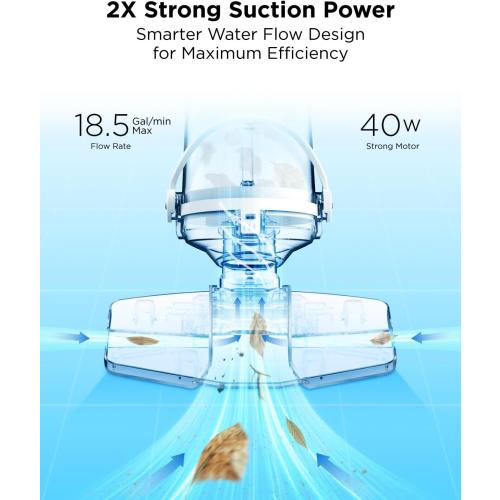 InoKraft Pool Vacuum for Above Ground Pool, Cordless Handheld Pool Vacuum for Inground Pools, Rechargeable Pool Cleaner with Powerful Suction up to 18.5 gallons/min, Ideal for Leaves, Debris, Blue (Missing Charger)