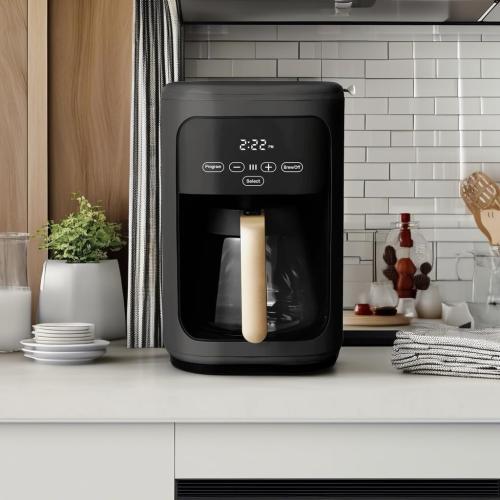 Touchscreen Coffee Maker, 14-Cup Programmable Coffee Maker with Touch-Activated Display, Kitchenware by Drew Barrymore (Black Sesame)