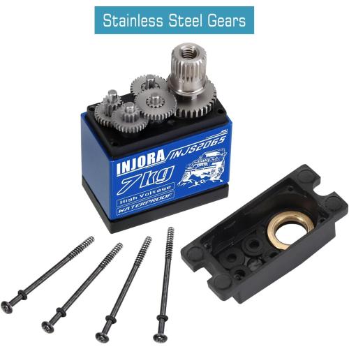 INJORA 7KG Servo INJS2065 with Mount and Servo Horn for TRX4M TRX4MT 1/18 RC Crawler Upgrade Parts, High Torque Waterproof