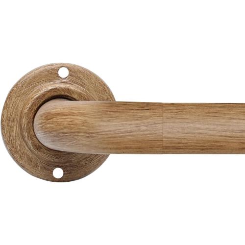 Wood Curtain Rods for Windows: 1 Inch Diameter Heavy Duty Adjustable Curtain Rod 32 to 45, Wood Grain Pattern Blackout Wrap Around Window Rod for Indoor and Outdoor,All Metal