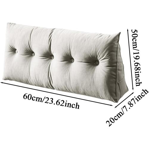 Grey Wedge Pillow Headboard – Backrest Cushion, Reading and Sitting Pillow for Comfort, Ergonomic with Supportive Design, Ideal for Sleeping, Working, Travel, Bedroom, Living Room