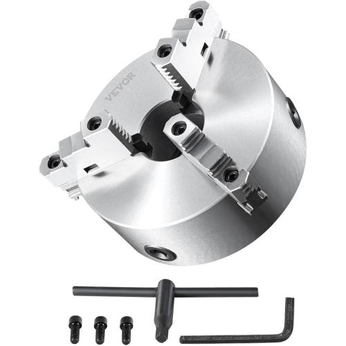 VEVOR 3-Jaw Lathe Chuck, 8'', Self-Centering Lathe Chuck, 0.16-8 in/4-200 mm Clamping Range with T-key Fixing Screws Hexagon Wrench, for Lathe 3D Printer Machining Center Milling Drilling Machine