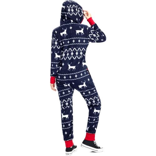 Size Large Blue Tipsy Elves Christmas Onesies for Adults - Comfy Unisex Matching Holiday Jumpsuits with Convenient Pockets