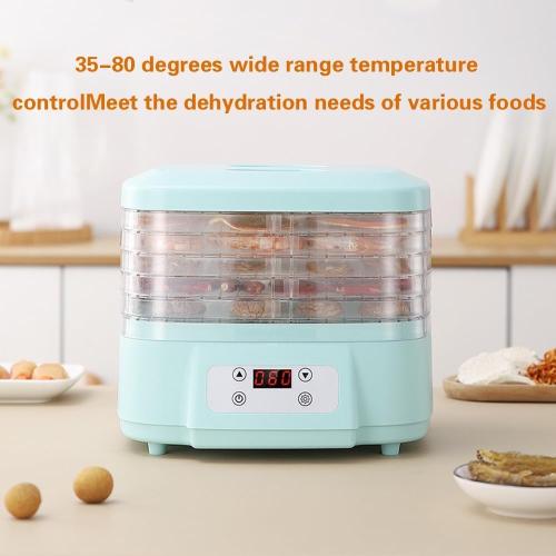 Blue Stainless Steel Food Dehydrator Machine | 360 Airflow, 6 Trays, Digital Timer & Temperature Control - Electric Food Preserver for Fruits, Veggies, Meats & Dog Treats