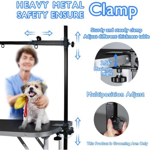 LEIBOU H-Shape Dog Grooming Arm Pet Supplies Grooming Table Arm with 3 Noose and Clamp Heavy Duty Aluminum Alloy Frame with 35.4” Adjustable Height and 36.2” ~ 50” Adjustable Width Dog Grooming Kit