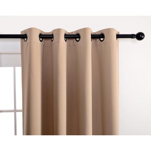 MIUCO Room Darkening Soild Grommet Blackout Curtains Panels for Nursery Window Curtains Set of 2 52x95 Inch Taupe, Bonus 2 Tie Backs Included