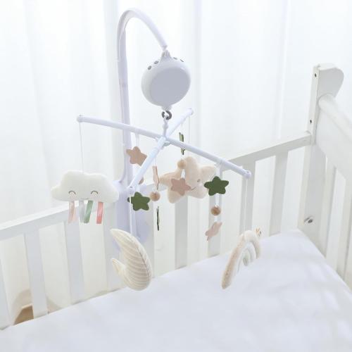 Crib Mobile 35 Lullaby Music, Cotton Baby Mobiles for Cribs & Pack N Play, Easy to Install, Stuffed Animals Hanging Toys Newborn Boys & Girls, Star Nursery Decor